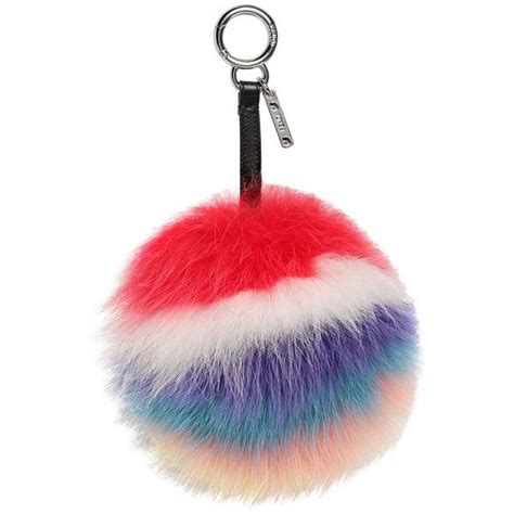 Fendi Pom Pom Charm Keyring Keychain Tricolor 